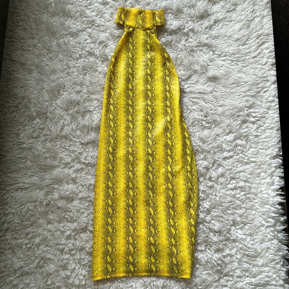 Yellow snakeskin fashion dress